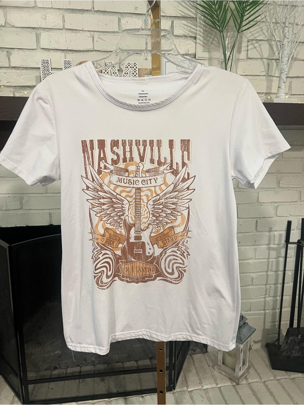 Nashville Music City Graphic Tee - White with Brown Graphic